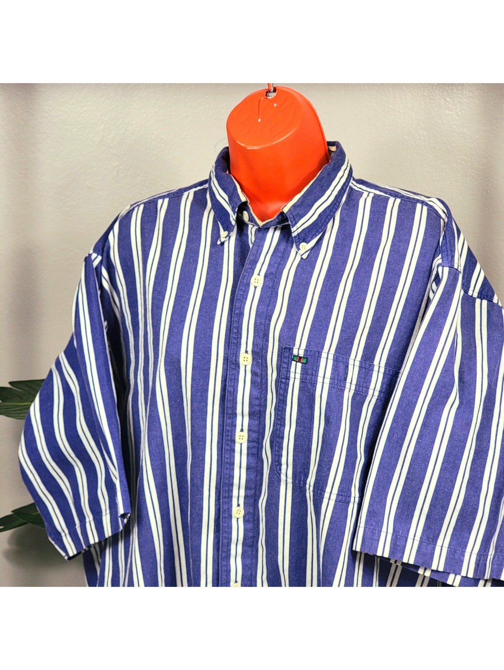 90s Colours Alexander Julian Men L Purple Striped Button-Up